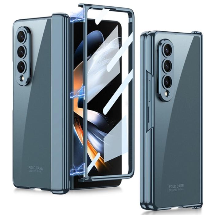 GKK - GKK Samsung Galaxy Z Fold4 Fodral i PC med Tempererat Glas - Grön