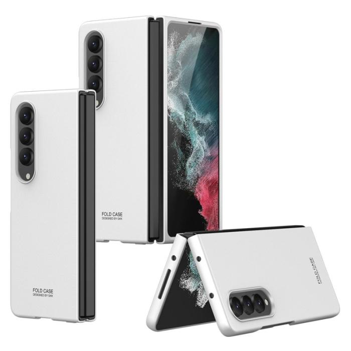 GKK - GKK Samsung Galaxy Z Fold4 Fodral Ultra-slim Äkta läder - Silver