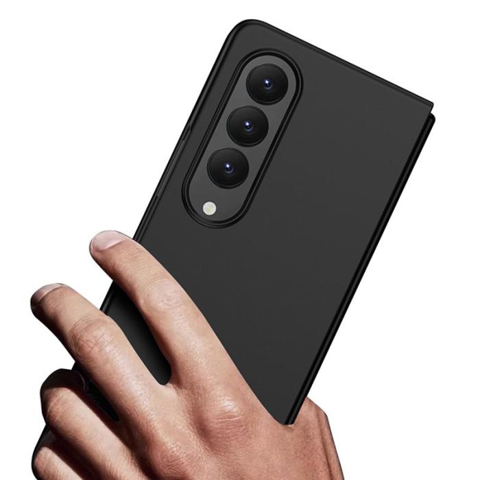 GKK - GKK Samsung Galaxy Z Fold4 Fodral Ultra-slim Äkta läder - Silver