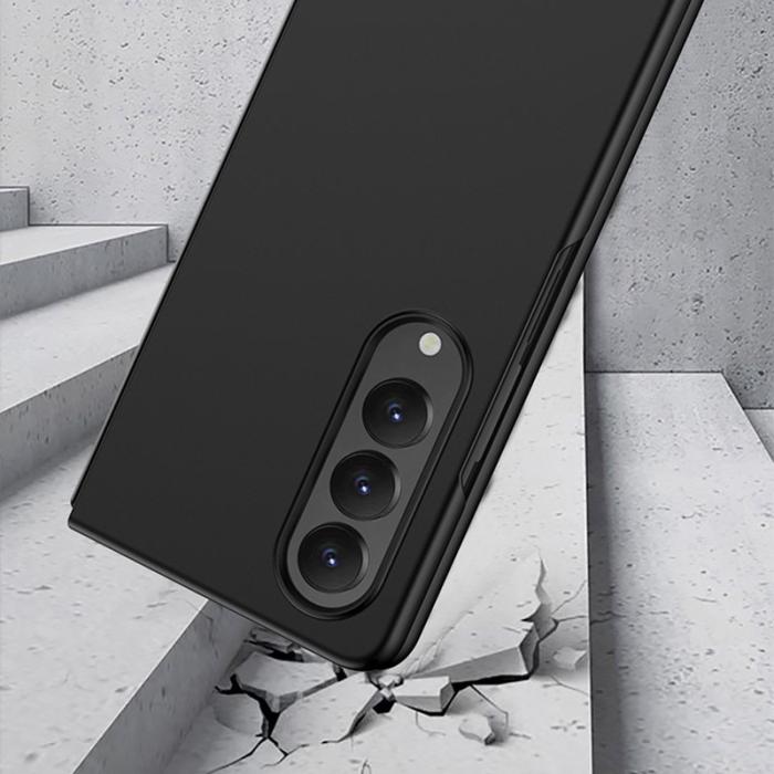 GKK - GKK Samsung Galaxy Z Fold4 Fodral Ultra-slim Äkta läder - Silver