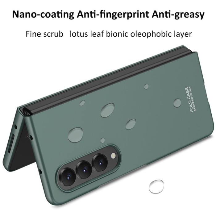 GKK - GKK Samsung Galaxy Z Fold4 Fodral Ultra-slim Äkta läder - Silver