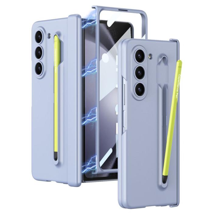 GKK - GKK Samsung Galaxy Z Fold5 Fodral Äkta läder - Baby Blue