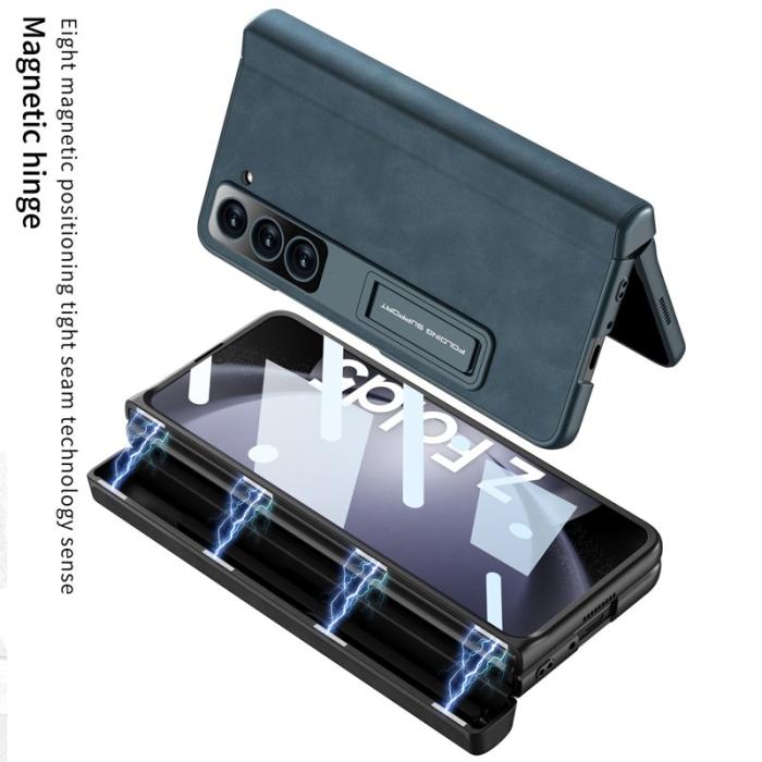 GKK - GKK Samsung Galaxy Z Fold5 Fodral Äkta läder - Kolfiber Textur