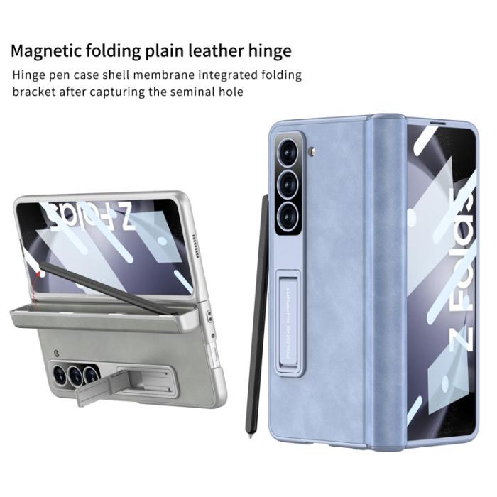 GKK - GKK Samsung Galaxy Z Fold5 Fodral Äkta läder - Kolfiber Textur