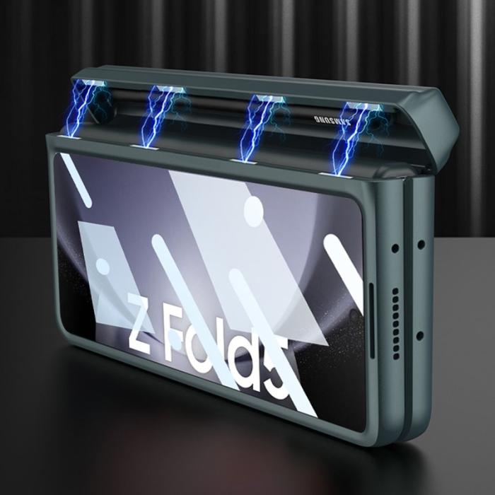 GKK - GKK Samsung Galaxy Z Fold5 Fodral Äkta läder - Mörkgrön