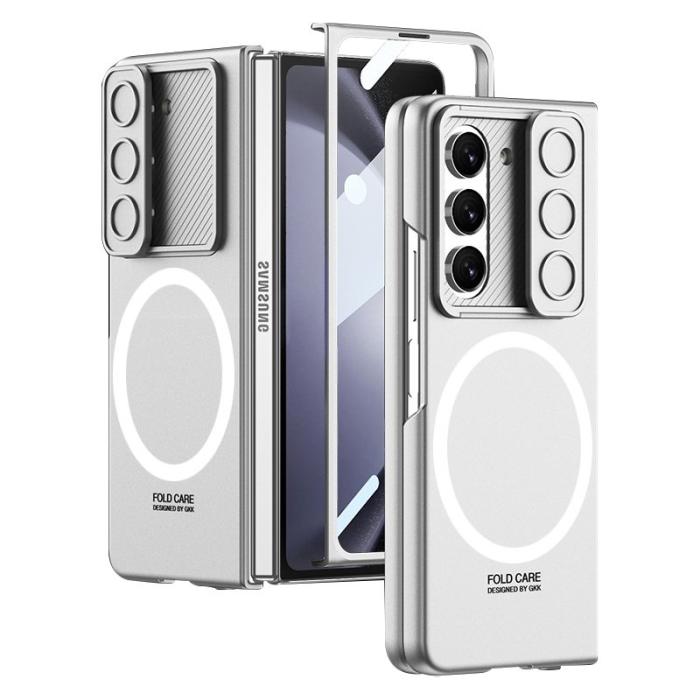 GKK - GKK Samsung Galaxy Z Fold5 Fodral - Äkta läder - Silver