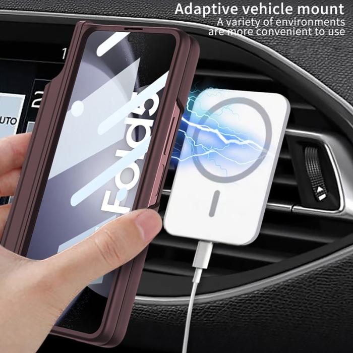 GKK - GKK Samsung Galaxy Z Fold5 Fodral - Äkta läder - Silver