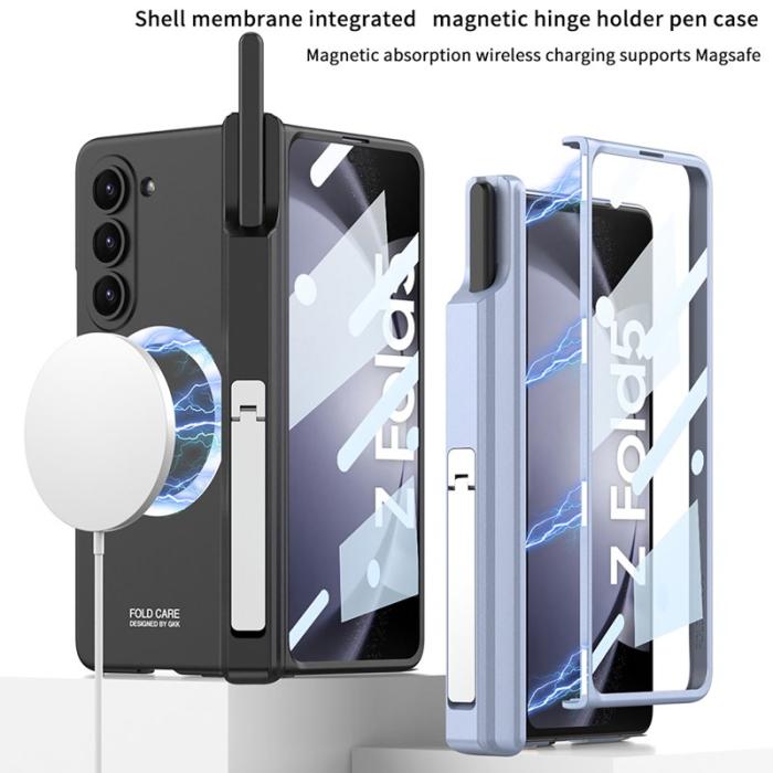 GKK - GKK Samsung Galaxy Z Fold5 Fodral Äkta läder - Vinröd