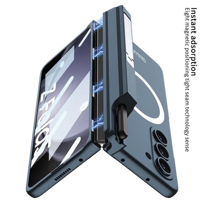 GKK - GKK Samsung Galaxy Z Fold5 Fodral Äkta läder - Vinröd