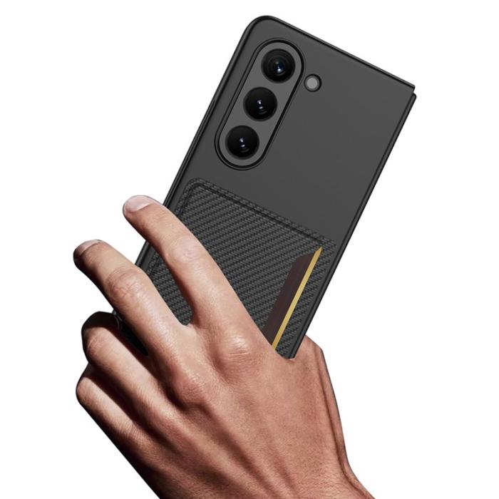 GKK - GKK Samsung Galaxy Z Fold5 Fodral Card Holder - Äkta läder - Svart