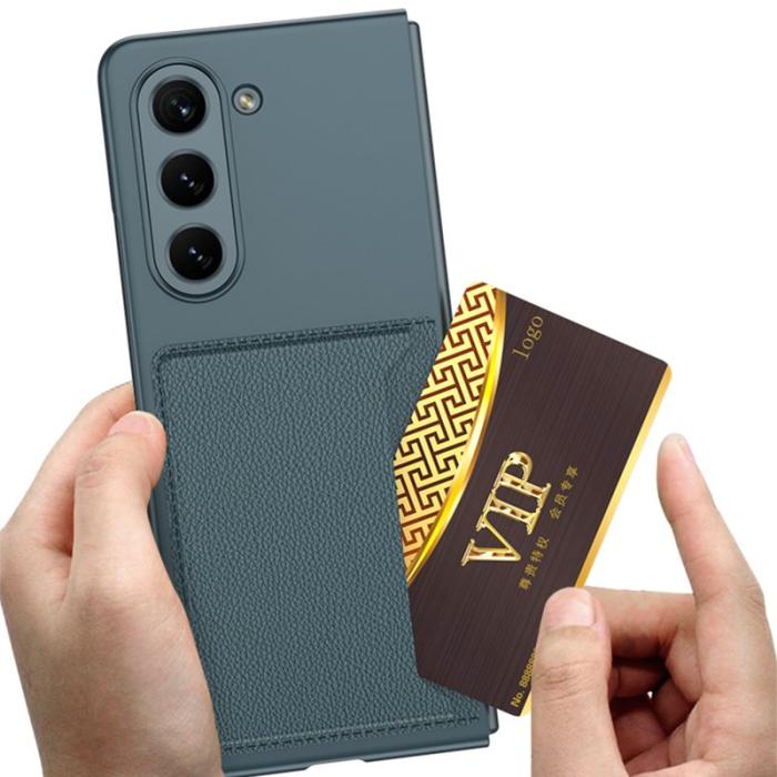 GKK - GKK Samsung Galaxy Z Fold5 Fodral Card Holder - Äkta läder - Svart