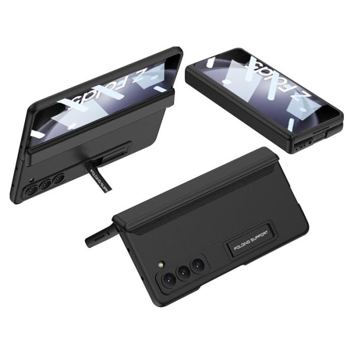 GKK - GKK Samsung Galaxy Z Fold5 Fodral Kickstand Hård PC - Svart