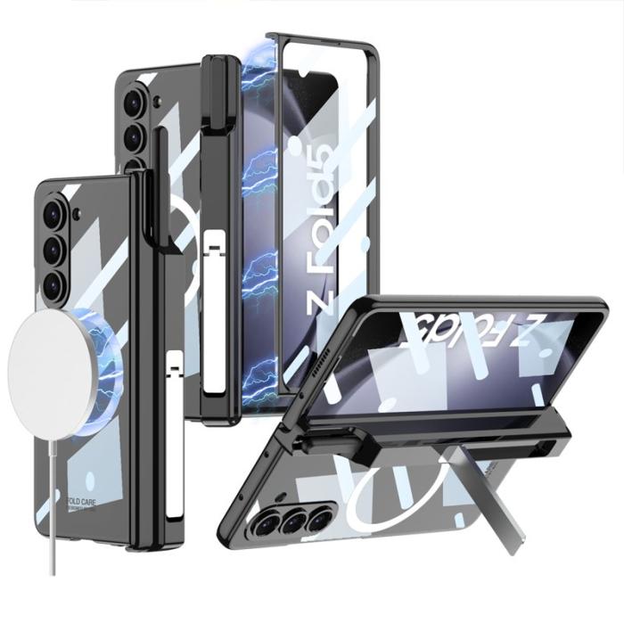 GKK - GKK Samsung Galaxy Z Fold5 Fodral Kickstand Magnetisk PC - Svart