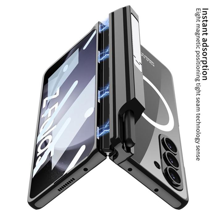 GKK - GKK Samsung Galaxy Z Fold5 Fodral Kickstand Magnetisk PC - Svart