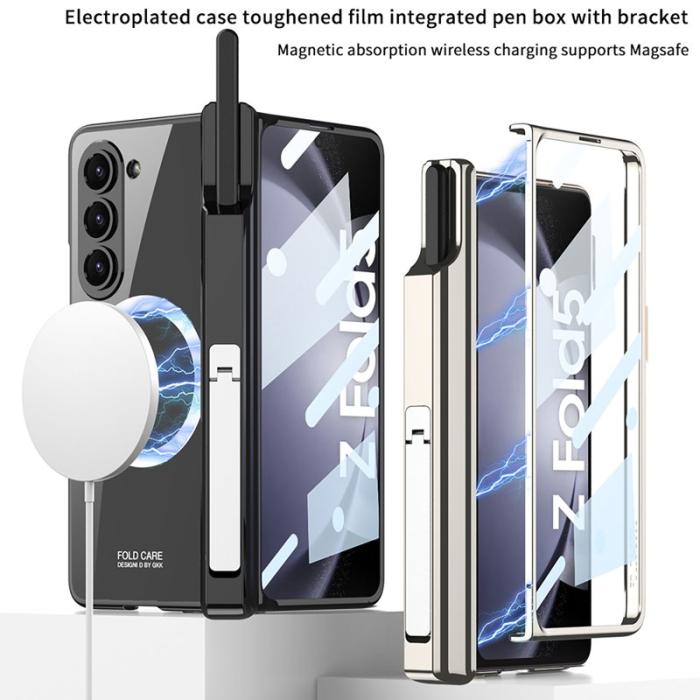 GKK - GKK Samsung Galaxy Z Fold5 Fodral Kickstand Magnetisk PC - Svart