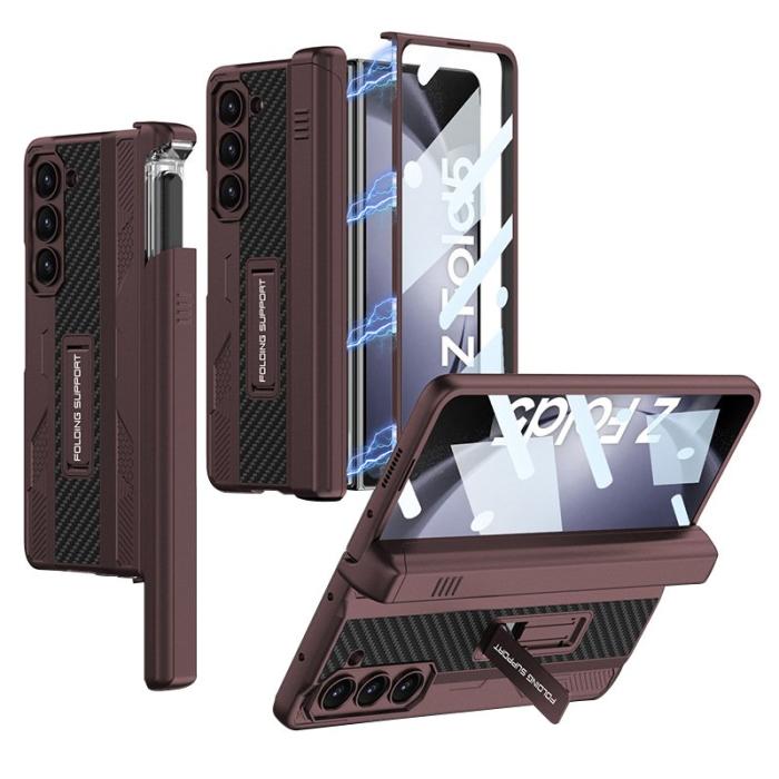 GKK - GKK Samsung Galaxy Z Fold5 Fodral Kickstand PC - Vinröd