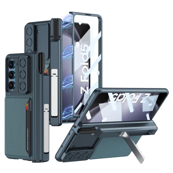 GKK - GKK Samsung Galaxy Z Fold5 Fodral PC - Äkta läder - Grön