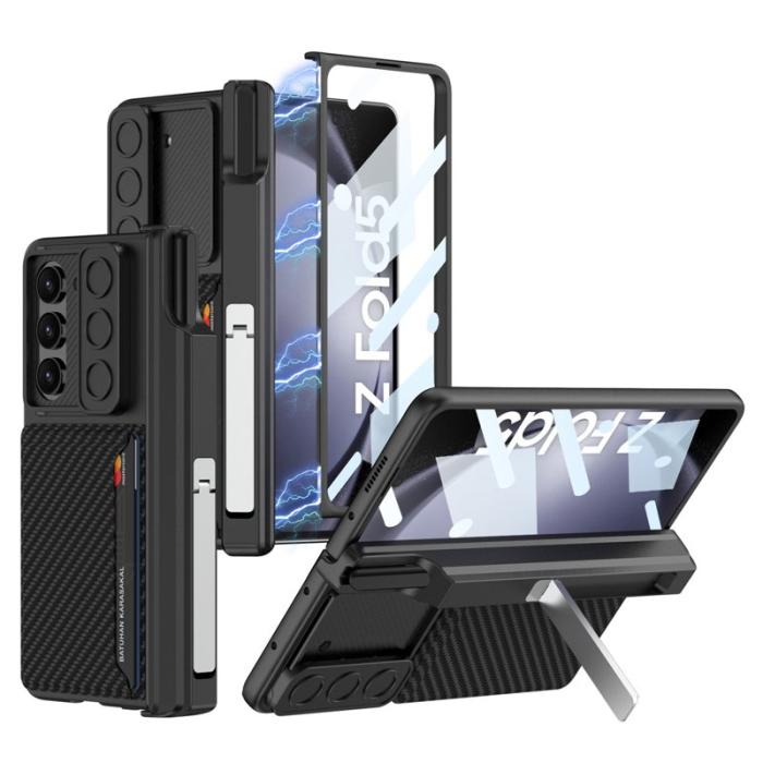 GKK - GKK Samsung Galaxy Z Fold5 Fodral PC - Äkta läder - Svart