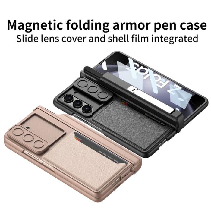 GKK - GKK Samsung Galaxy Z Fold5 Fodral PC - Äkta läder - Svart