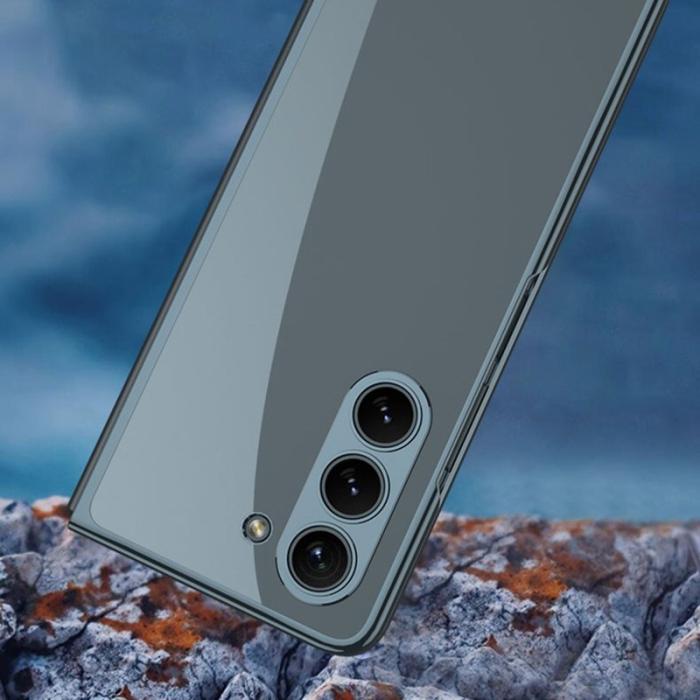 GKK - GKK Samsung Galaxy Z Fold5 Fodral PC - Äkta läder - Transparent