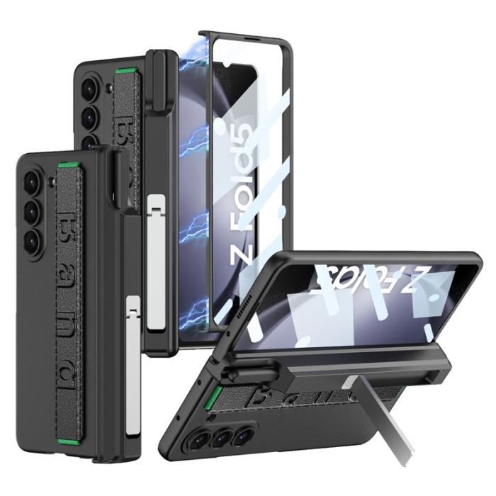 GKK - GKK Samsung Galaxy Z Fold5 Fodral PC med Handledsrem - Svart