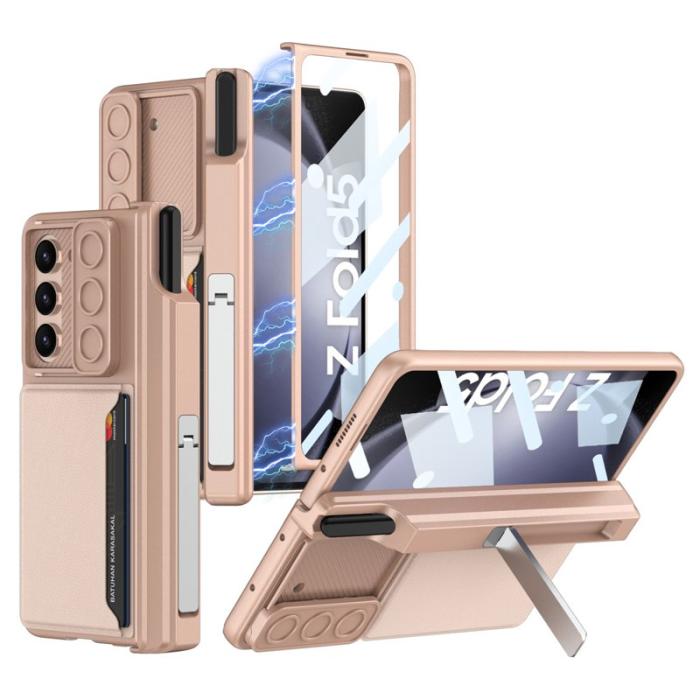GKK - GKK Samsung Galaxy Z Fold5 Fodral PC med kortfack - Roséguld