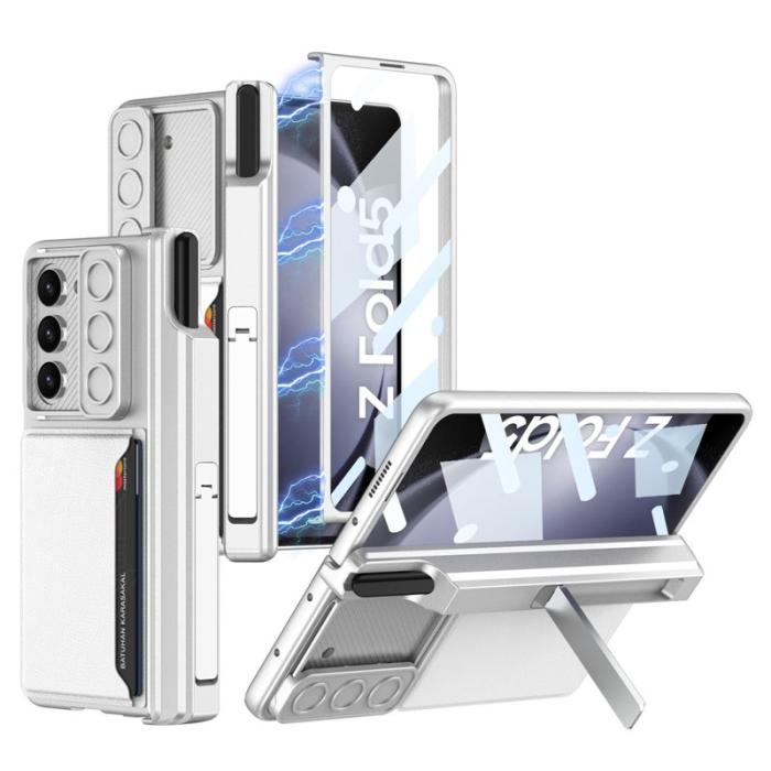 GKK - GKK Samsung Galaxy Z Fold5 Fodral PC med kortfack - Silver