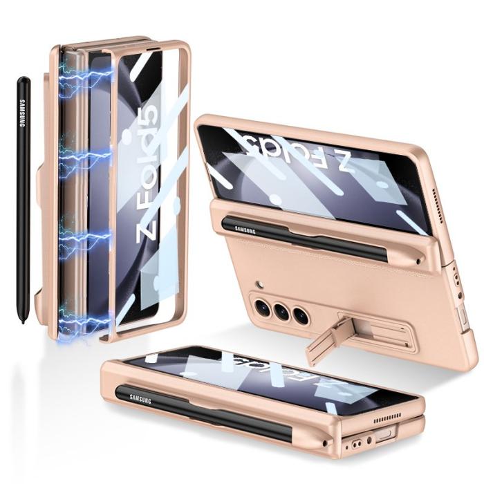 GKK - GKK Samsung Galaxy Z Fold5 Fodral PC med Pen Slot - Guld
