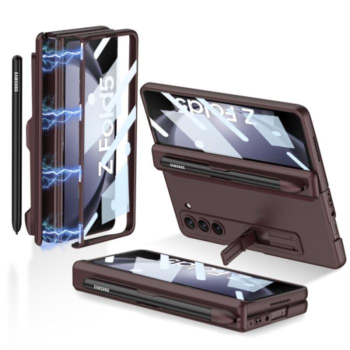 GKK - GKK Samsung Galaxy Z Fold5 Fodral PC med Pen Slot - Vinröd