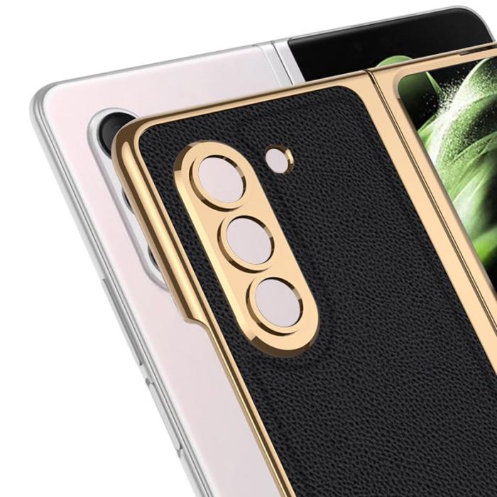 GKK - GKK Samsung Galaxy Z Fold5 Fodral PU Läder - Kolfiber Textur
