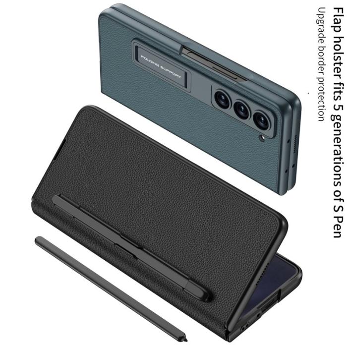 GKK - GKK Samsung Galaxy Z Fold5 Fodral PU Läder - Kolfibertextur