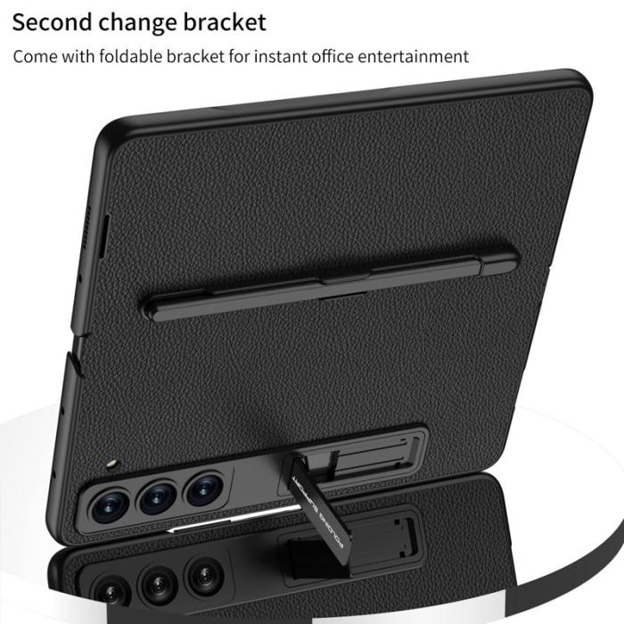 GKK - GKK Samsung Galaxy Z Fold5 Fodral PU Läder - Silver