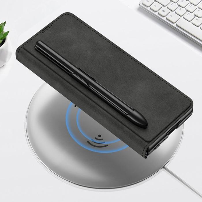 GKK - GKK Samsung Galaxy Z Fold5 Fodral PU Läder - Svart