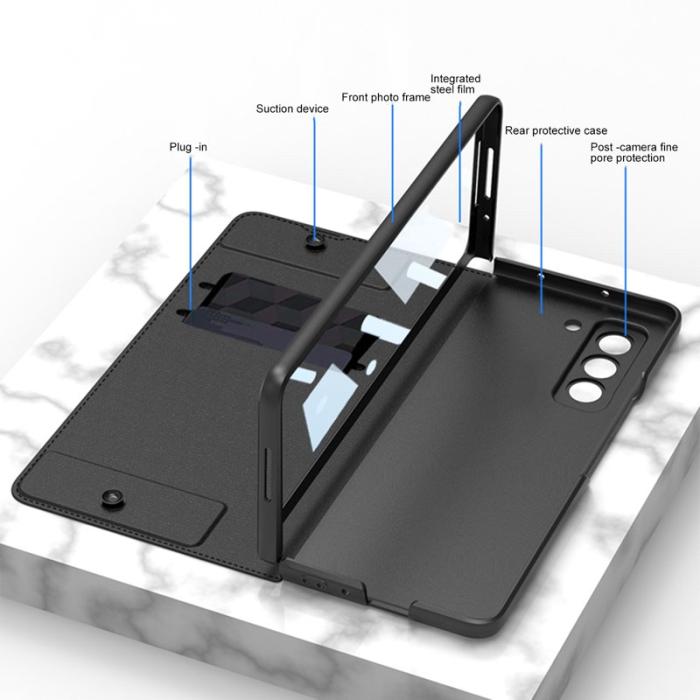 GKK - GKK Samsung Galaxy Z Fold5 Fodral PU Läder - Svart