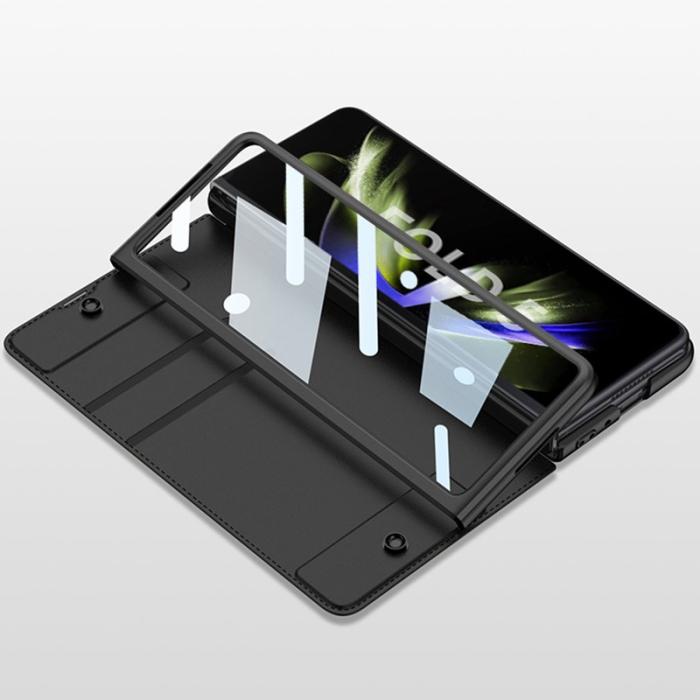 GKK - GKK Samsung Galaxy Z Fold5 Fodral PU Läder - Svart
