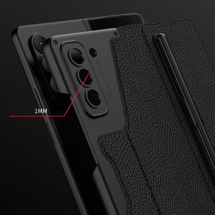 GKK - GKK Samsung Galaxy Z Fold5 Fodral PU Läder - Svart