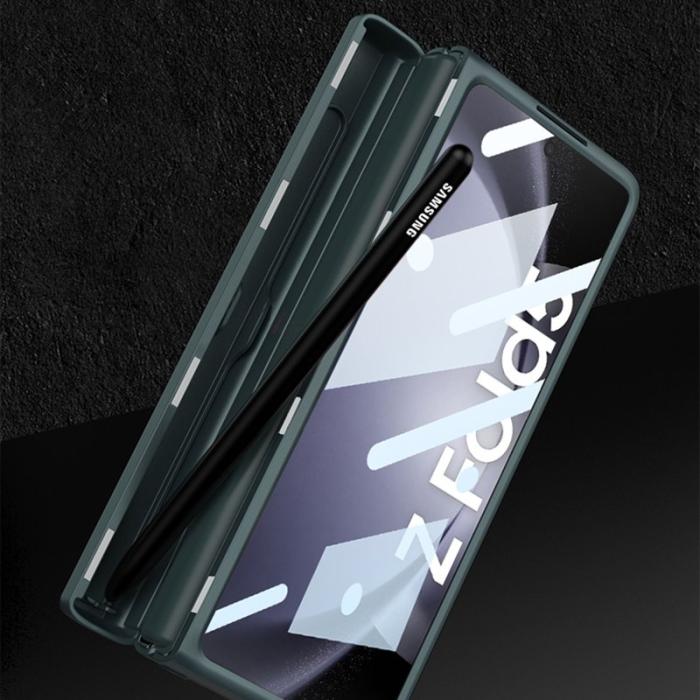 GKK - GKK Samsung Galaxy Z Fold5 Skal Äkta läder - Kolfibertextur