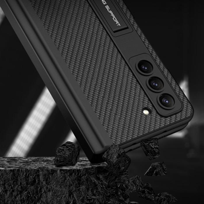 GKK - GKK Samsung Galaxy Z Fold5 Skal Äkta läder - Silver