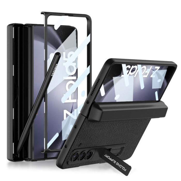 GKK - GKK Samsung Galaxy Z Fold5 Skal Äkta läder - Svart