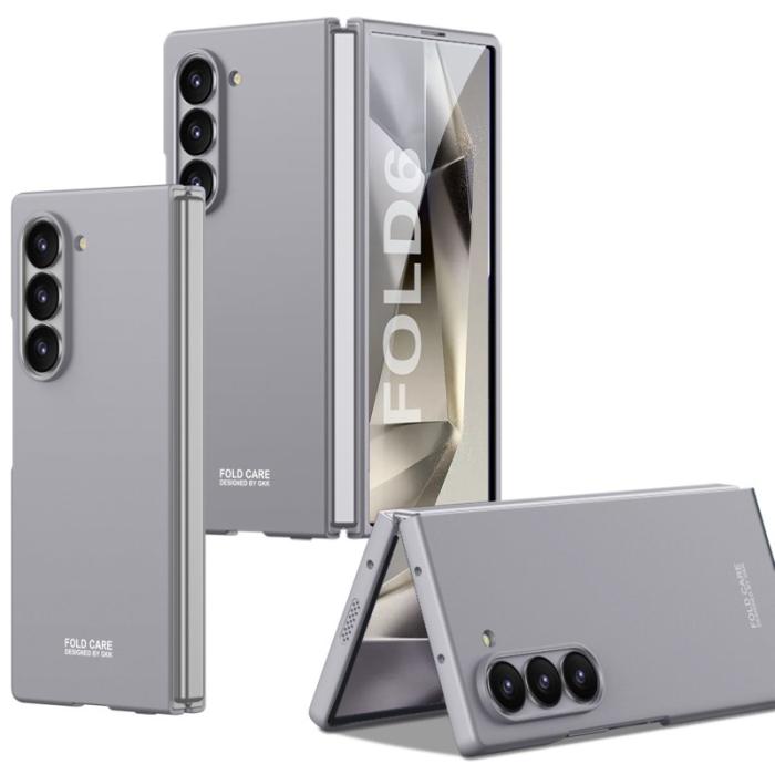 GKK - GKK Samsung Galaxy Z Fold6 Fodral Äkta läder - Grå