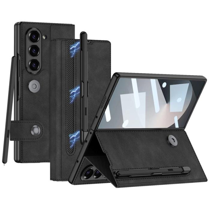 GKK - GKK Samsung Galaxy Z Fold6 Fodral Äkta läder - Matt Svart