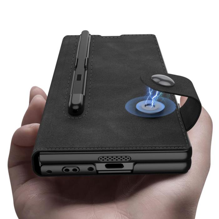 GKK - GKK Samsung Galaxy Z Fold6 Fodral Äkta läder - Matte Grey