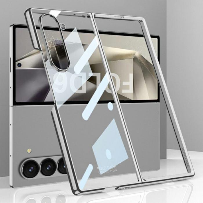 GKK - GKK Samsung Galaxy Z Fold6 Fodral Äkta läder - Silver