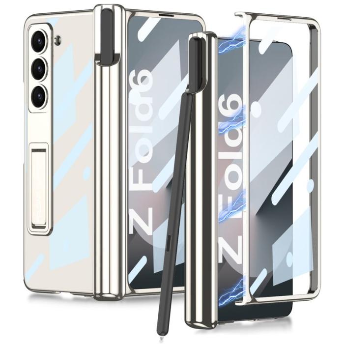 GKK - GKK Samsung Galaxy Z Fold6 Fodral Äkta läder - Vit