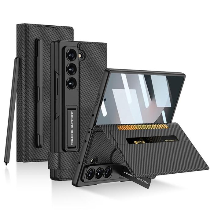 GKK - GKK Samsung Galaxy Z Fold6 Fodral Card Slot PC+PU - Kolfiber