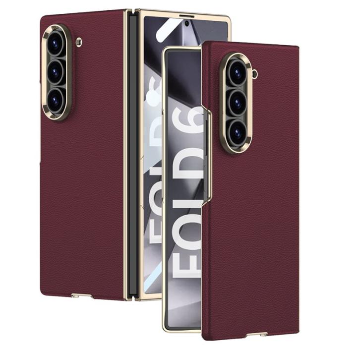 GKK - GKK Samsung Galaxy Z Fold6 Fodral Electroplated PC + PU - Röd