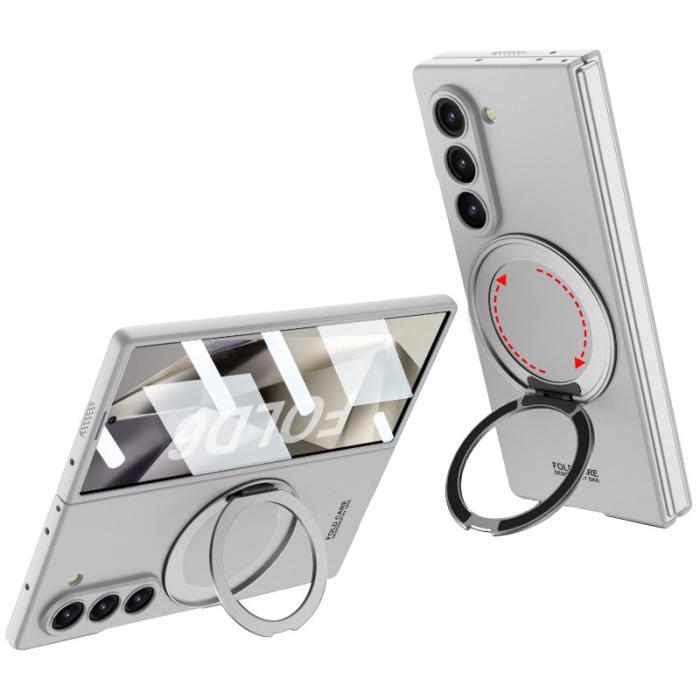 GKK - GKK Samsung Galaxy Z Fold6 Fodral Kickstand Magnetisk PC - Svart - Silver
