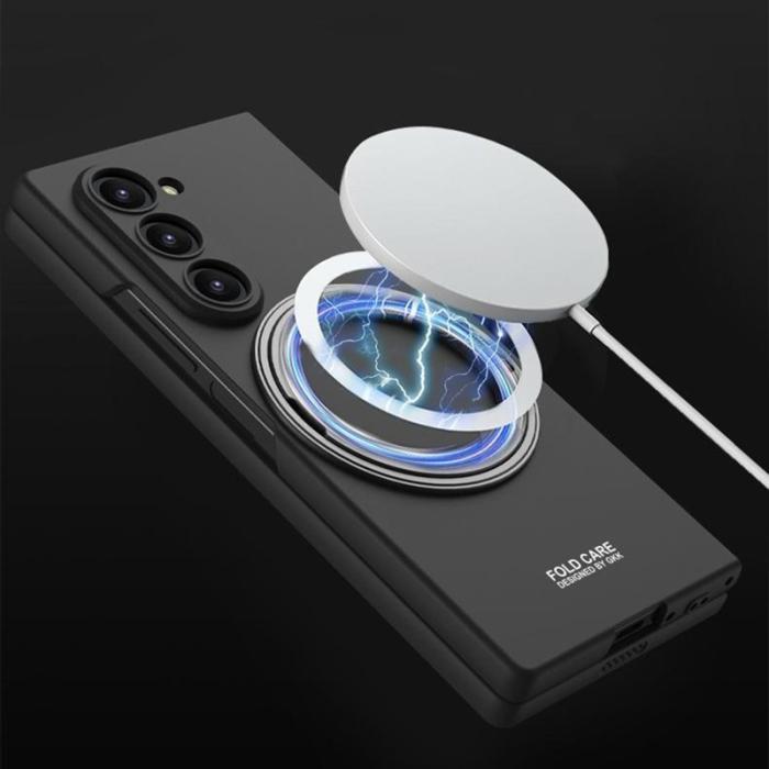 GKK - GKK Samsung Galaxy Z Fold6 Fodral Kickstand Magnetisk PC - Svart - Silver