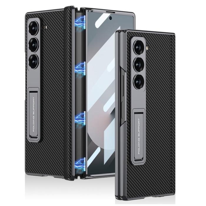 GKK - GKK Samsung Galaxy Z Fold6 Fodral Kickstand PC - Kolfiber - Svart