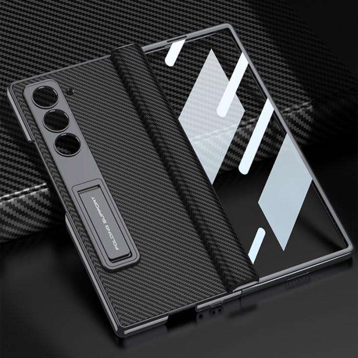 GKK - GKK Samsung Galaxy Z Fold6 Fodral Kickstand PC - Kolfiber - Svart